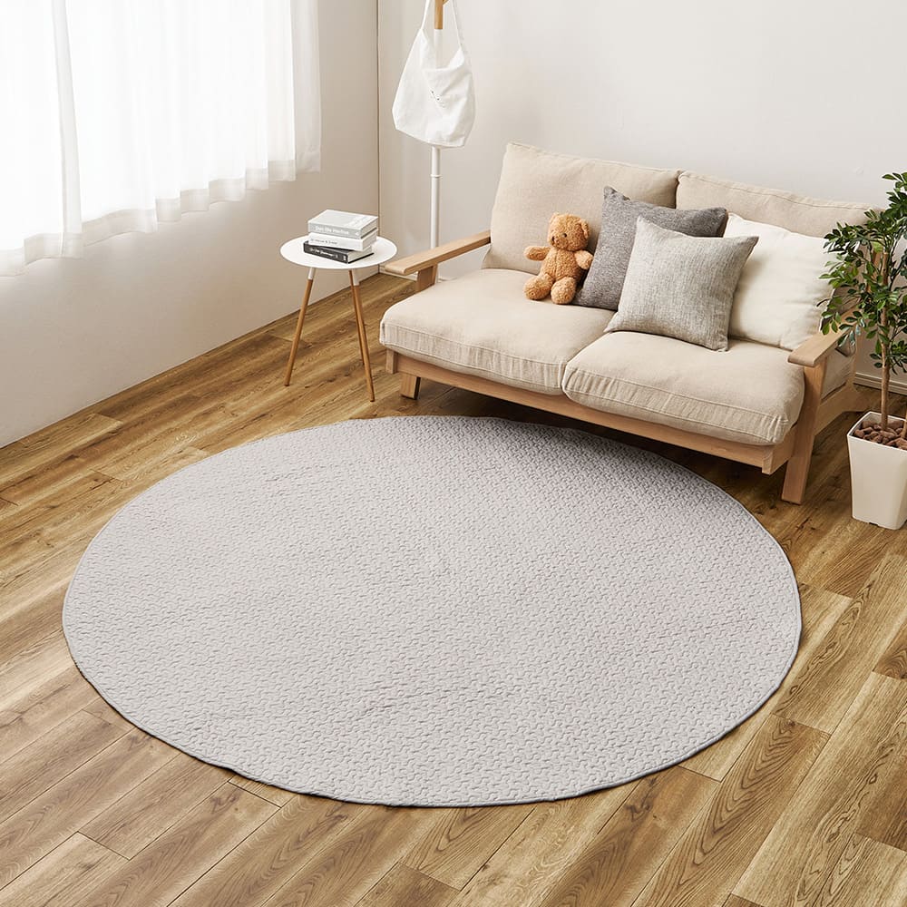 100% Cotton Ibul Rug Mat Decor Round Gray