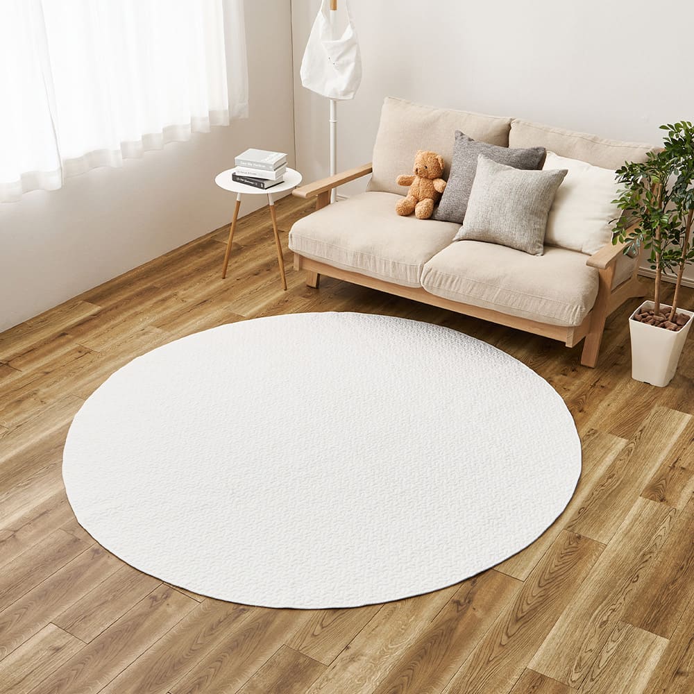 100% Cotton Ibul Rug Mat Decor Round Ivory