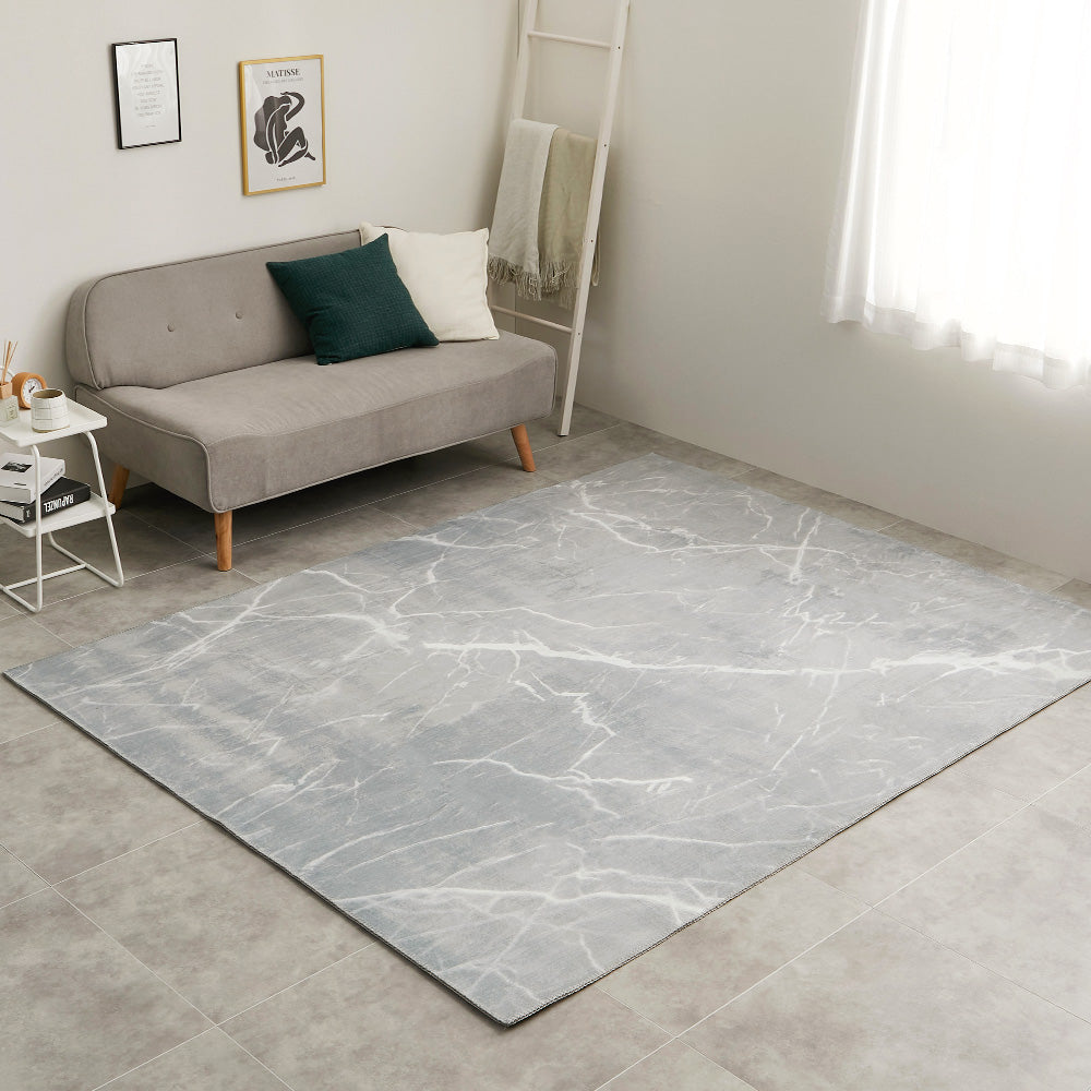 Marble Pattern Soft Flannel Rug 190×240cm Gray