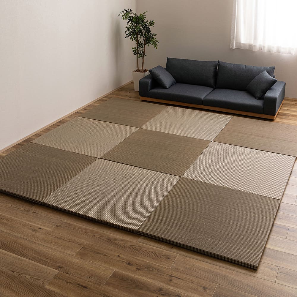 Durable Hybrid Tatami Mats Ayase Brown 9-Piece Set