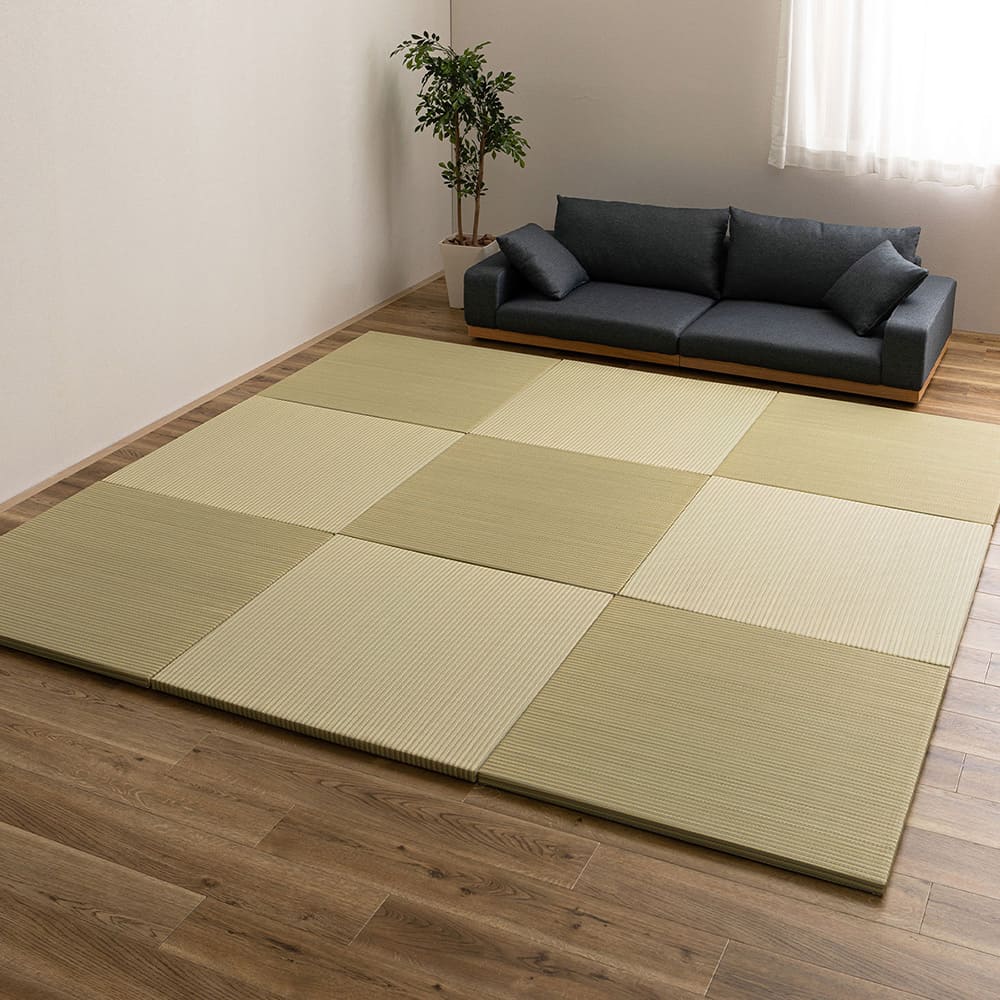 Durable Hybrid Tatami Mats Ayase Light Green 9-Piece Set