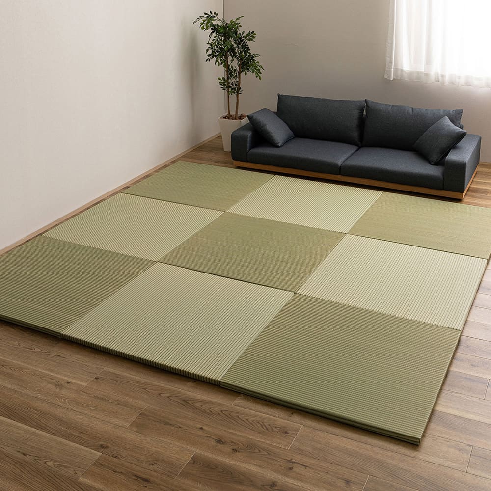 Durable Hybrid Tatami Mats Ayase Green 12-Piece Set