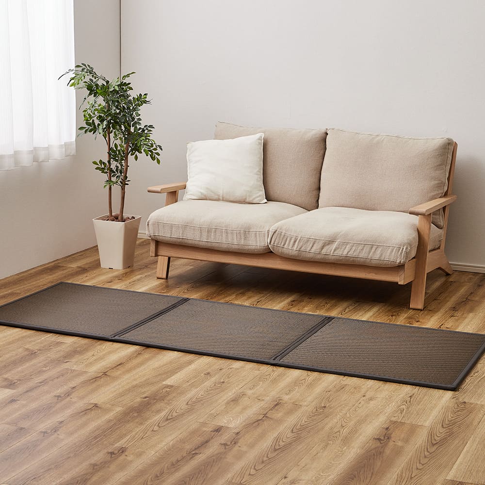 Connected Tatami Mat (Ayan Pattern) 3 Panels (75×225cm, Brown)