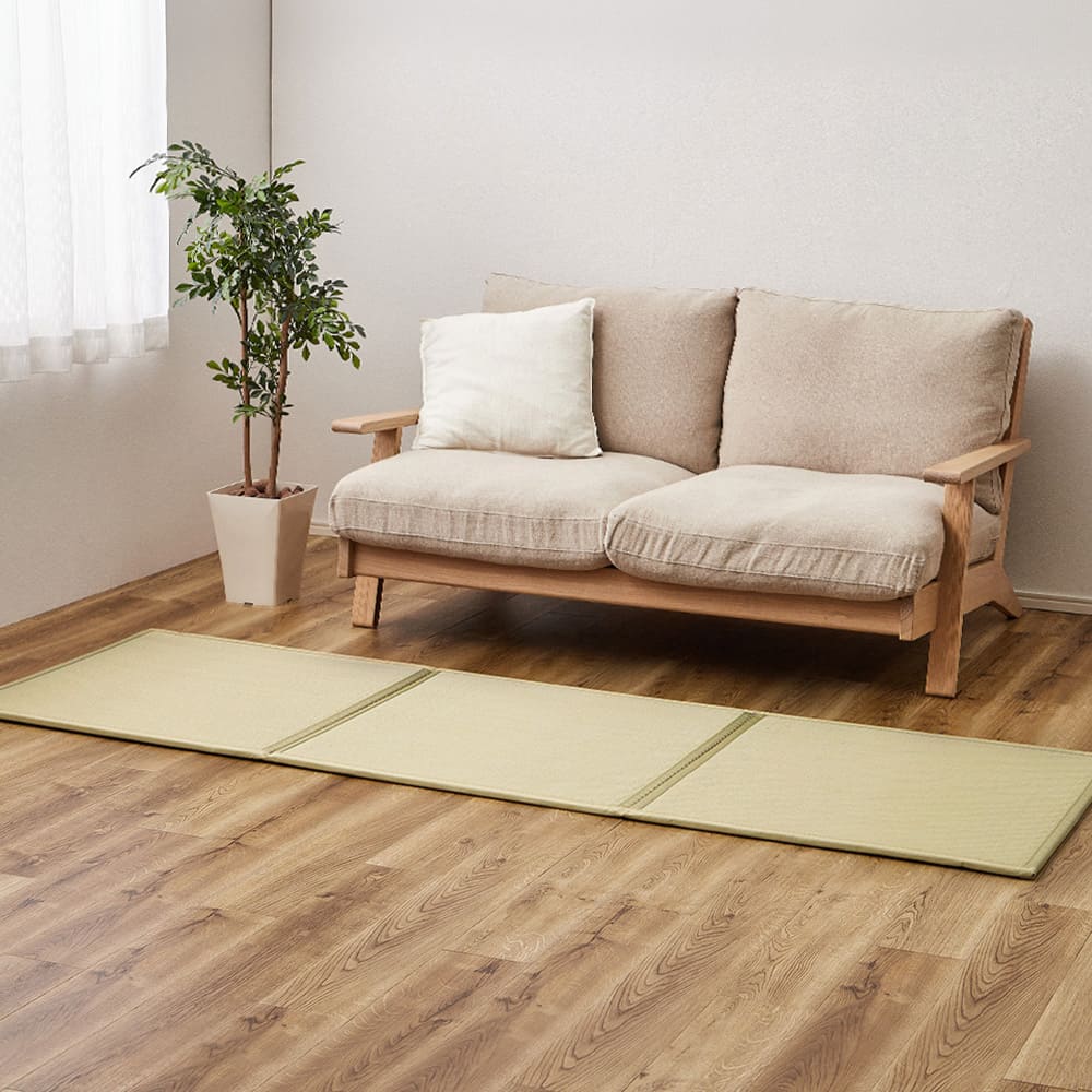 Connected Tatami Mat (Ayan Pattern) 3 Panels (75×225cm, Green)