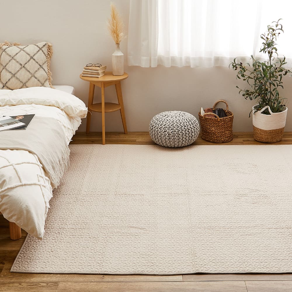 100% Cotton Ibul Rug Mat Decor 6-Tatami Size Beige
