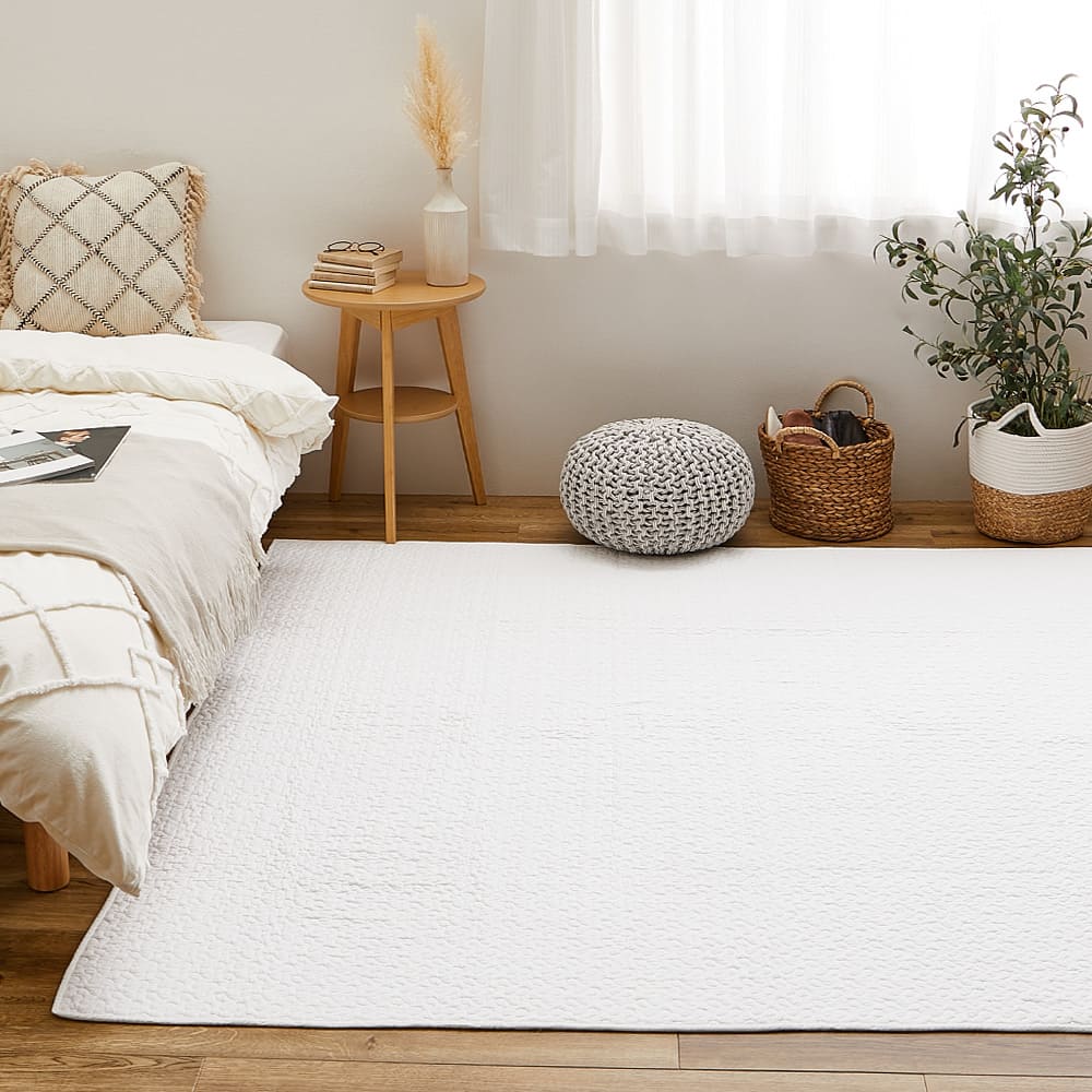 100% Cotton Ibul Rug Mat Decor 6-Tatami Size Ivory