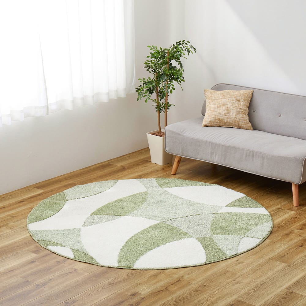 Domestic High-Function Rug Just Round Green Diameter 180cm