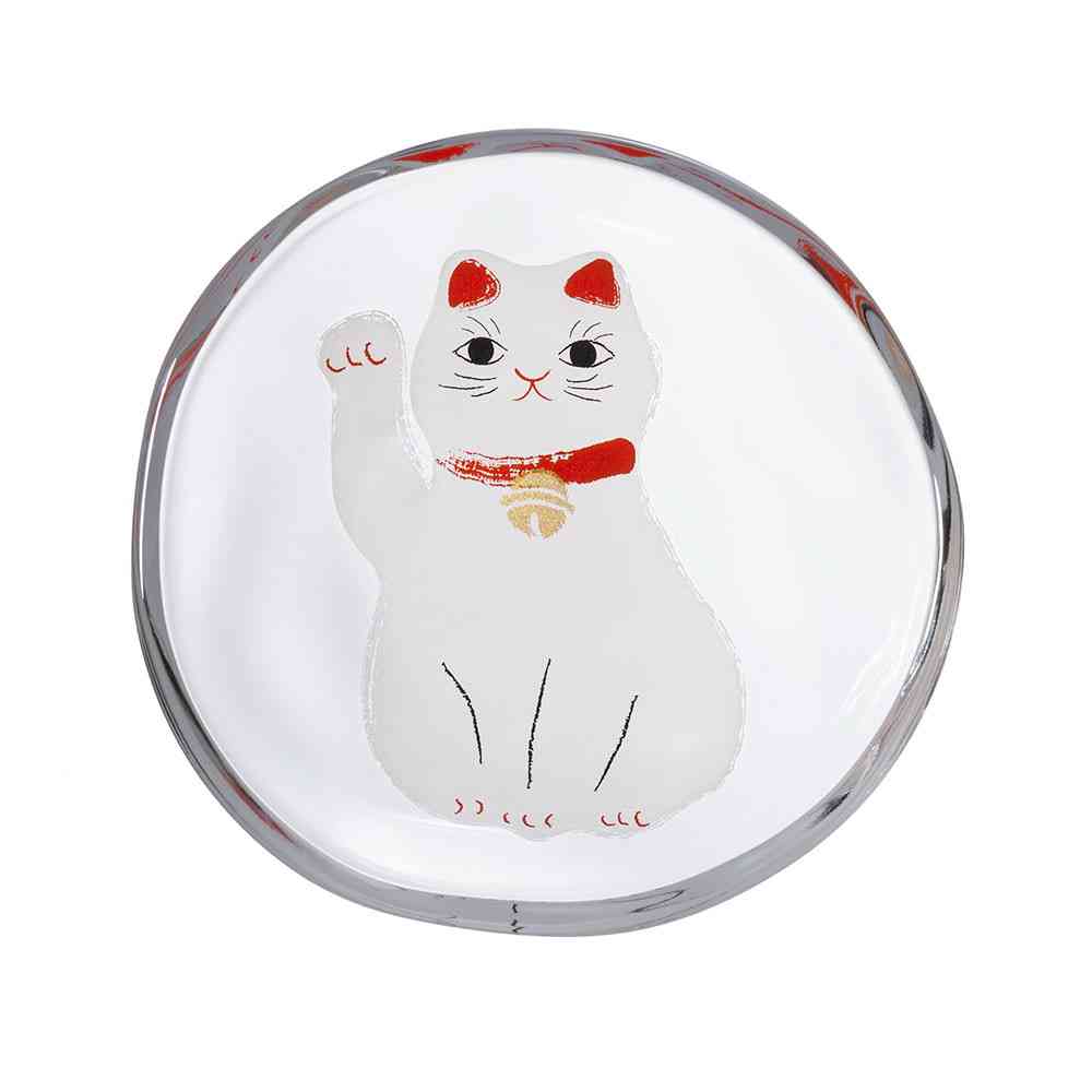 Adelia Medetamon 招き猫 Small Plate White 1 Piece
