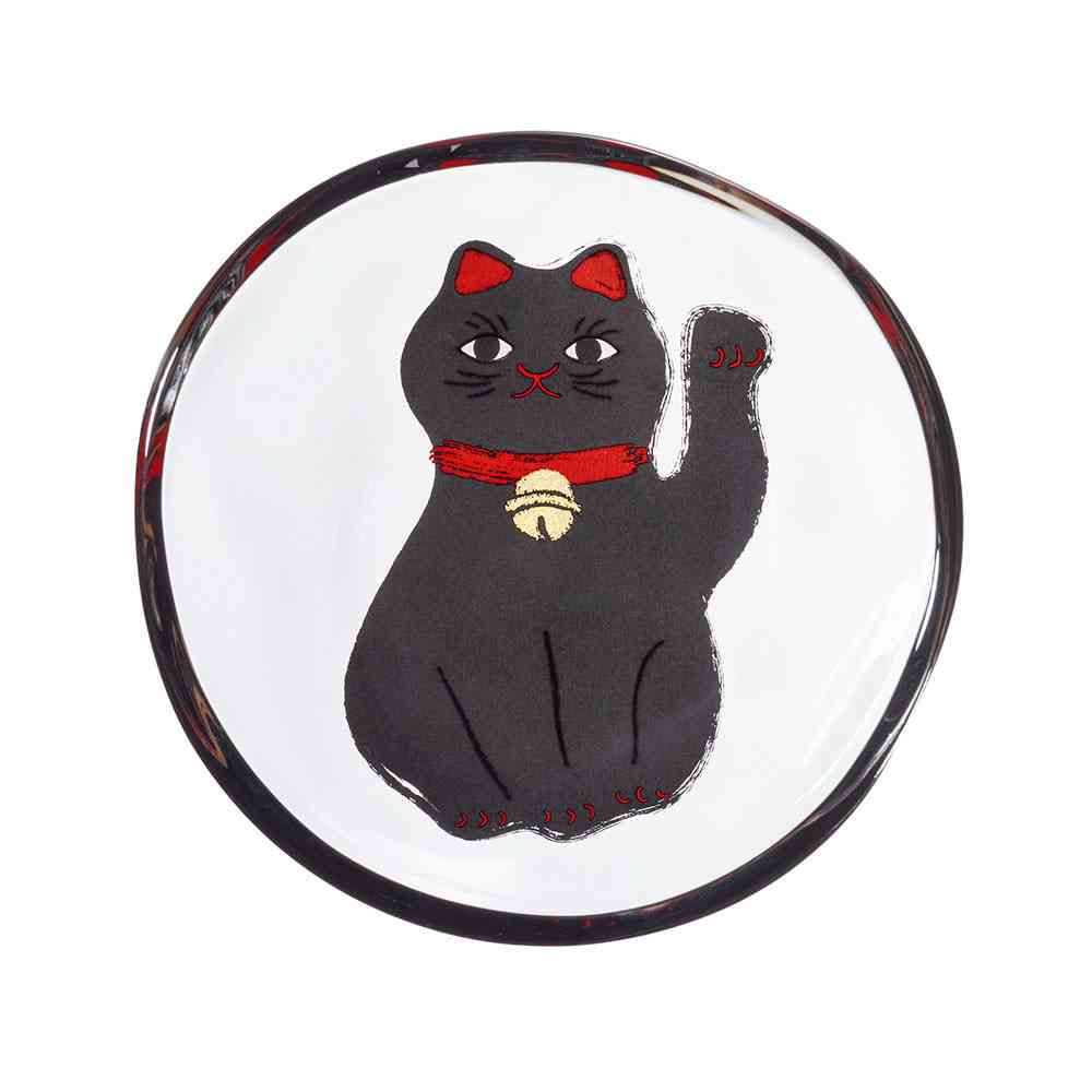 Adelia Medetamon 招き猫 Small Plate Black 1 Piece