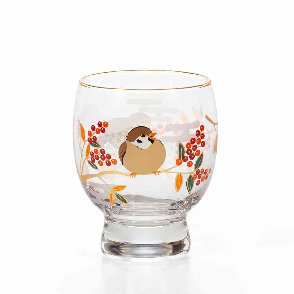 Adelia Premium Nippon Taste Kichijo Kachou Sake Glass Sparrow and Nanten