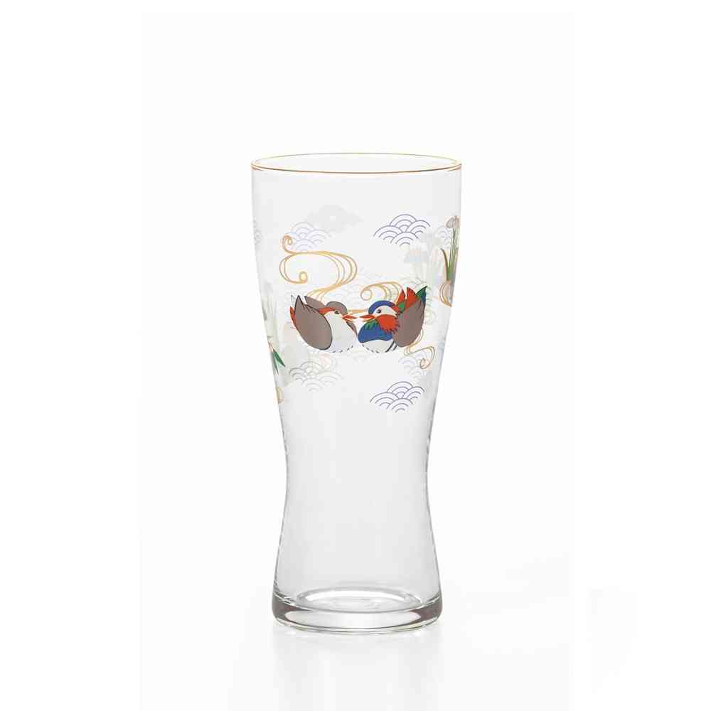 Adelia Premium Nippon Taste Kichijo Kachou Beer Glass Mandarin Duck and Iris