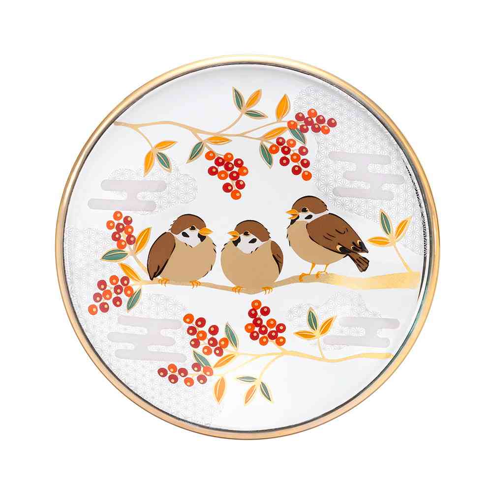 Adelia Premium Nippon Taste Kichijo Kachou Round Plate Sparrow and Nanten
