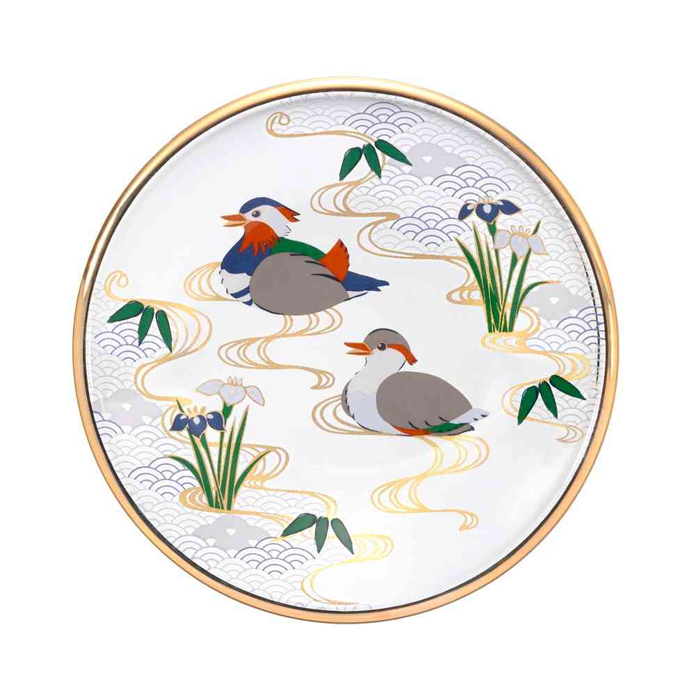 Adelia Premium Nippon Taste Kichijo Kachou Round Plate Mandarin Duck and Iris