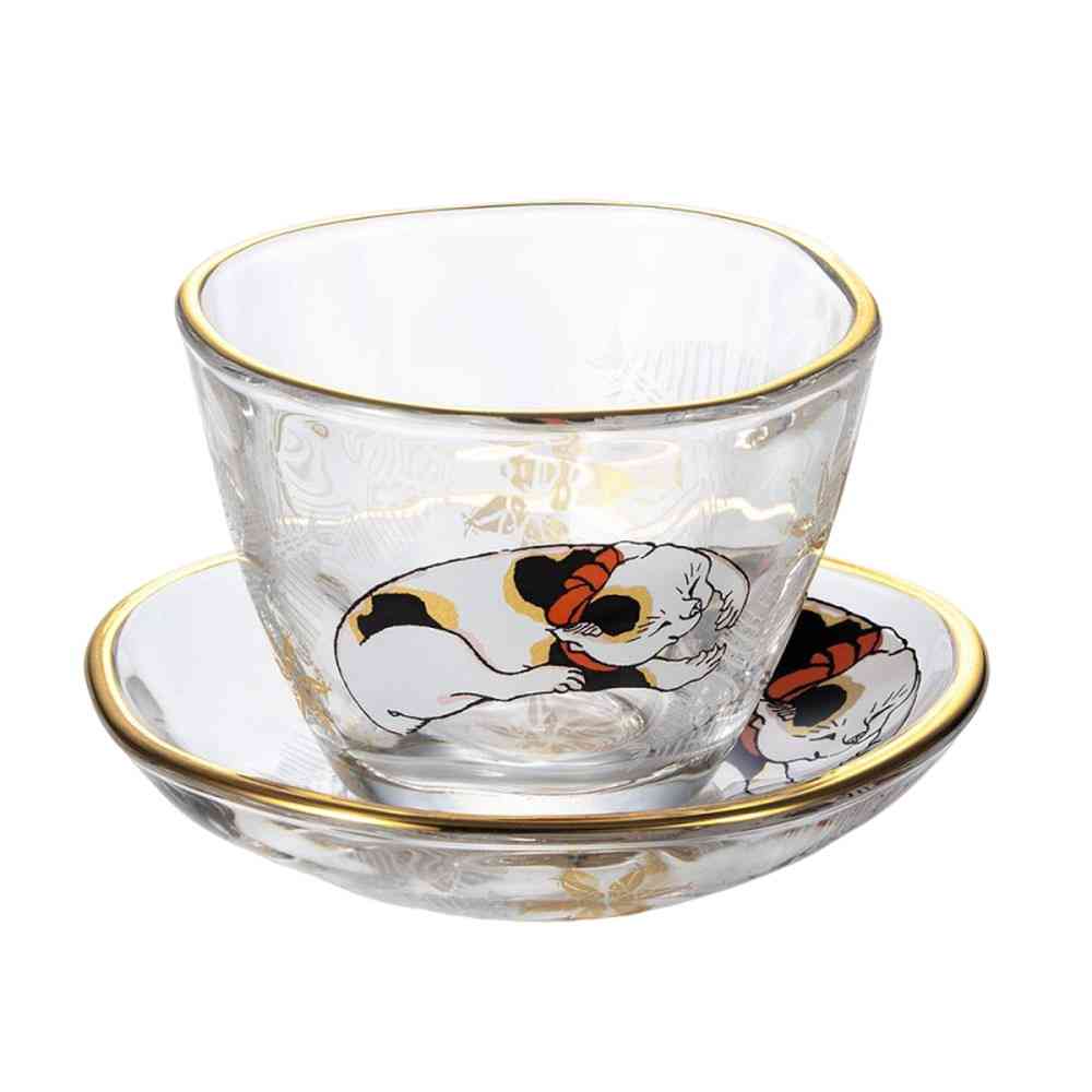 Adelia Premium Nippon Taste Sake Cup & Small Plate Set - Calico 90ml Cup×1, Small Plate×1