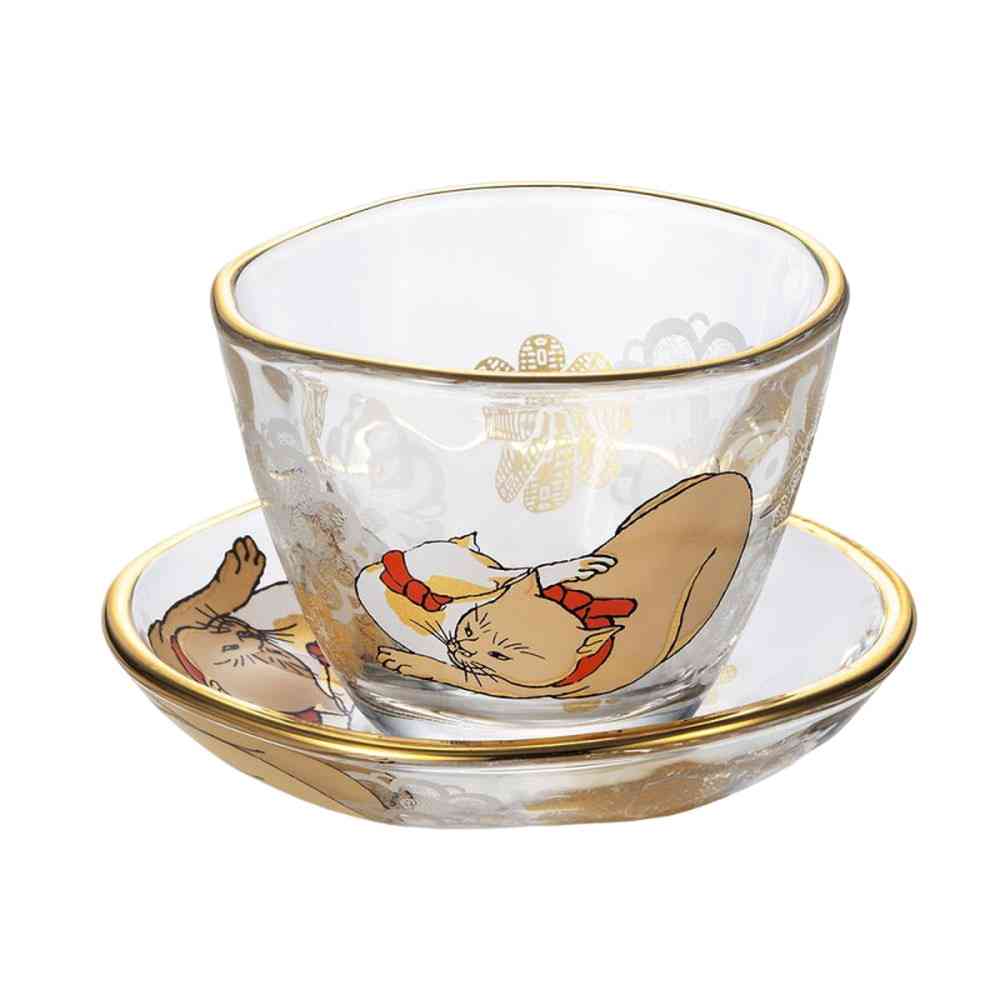 Adelia Premium Nippon Taste Sake Cup & Small Plate Set - Cream & Spot 90ml Cup×1, Small Plate×1