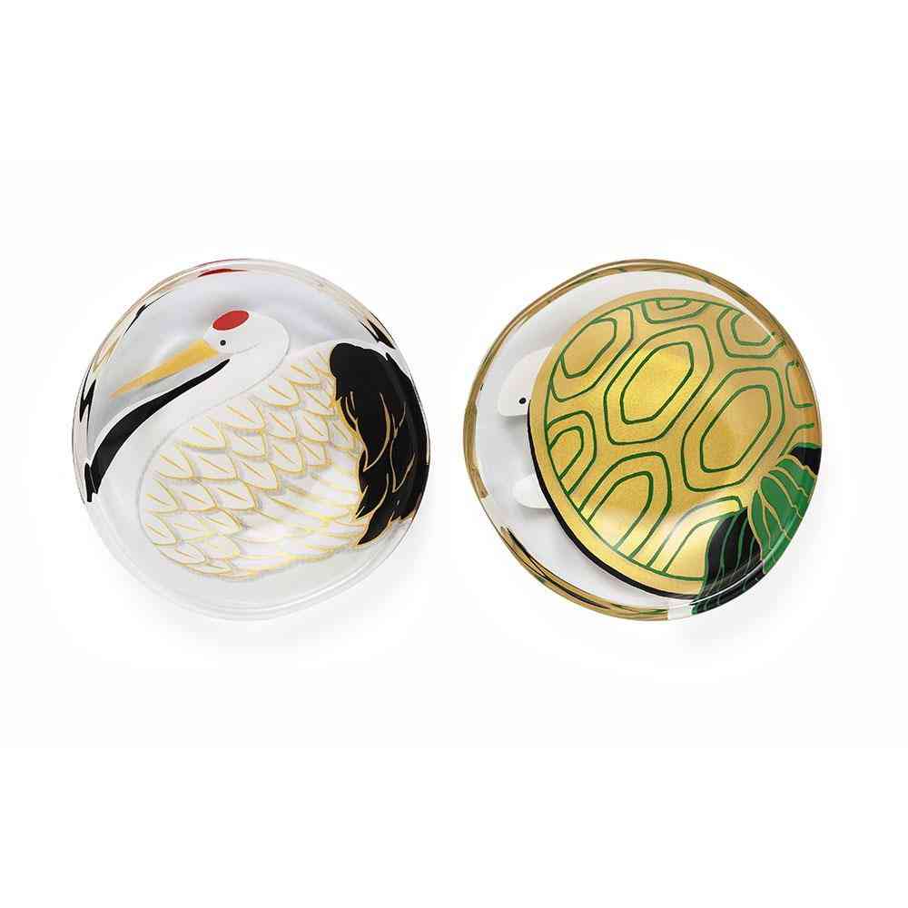 Adelia Medetamon Mono Fukujyu Small Plates - Crane, Turtle Set (2 plates)
