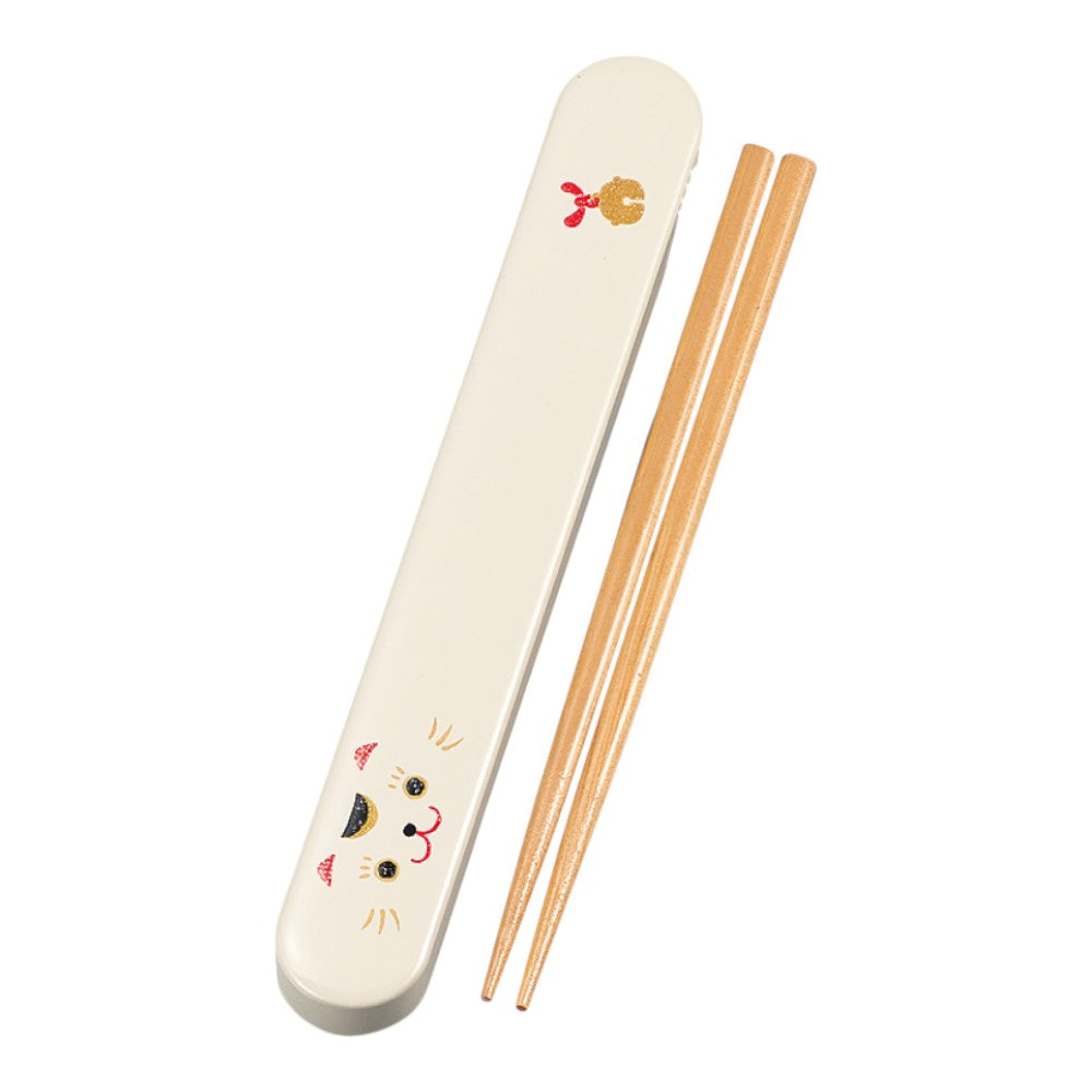 Tatsumiya Slide Chopstick Box Set Maneki Neko 18.0