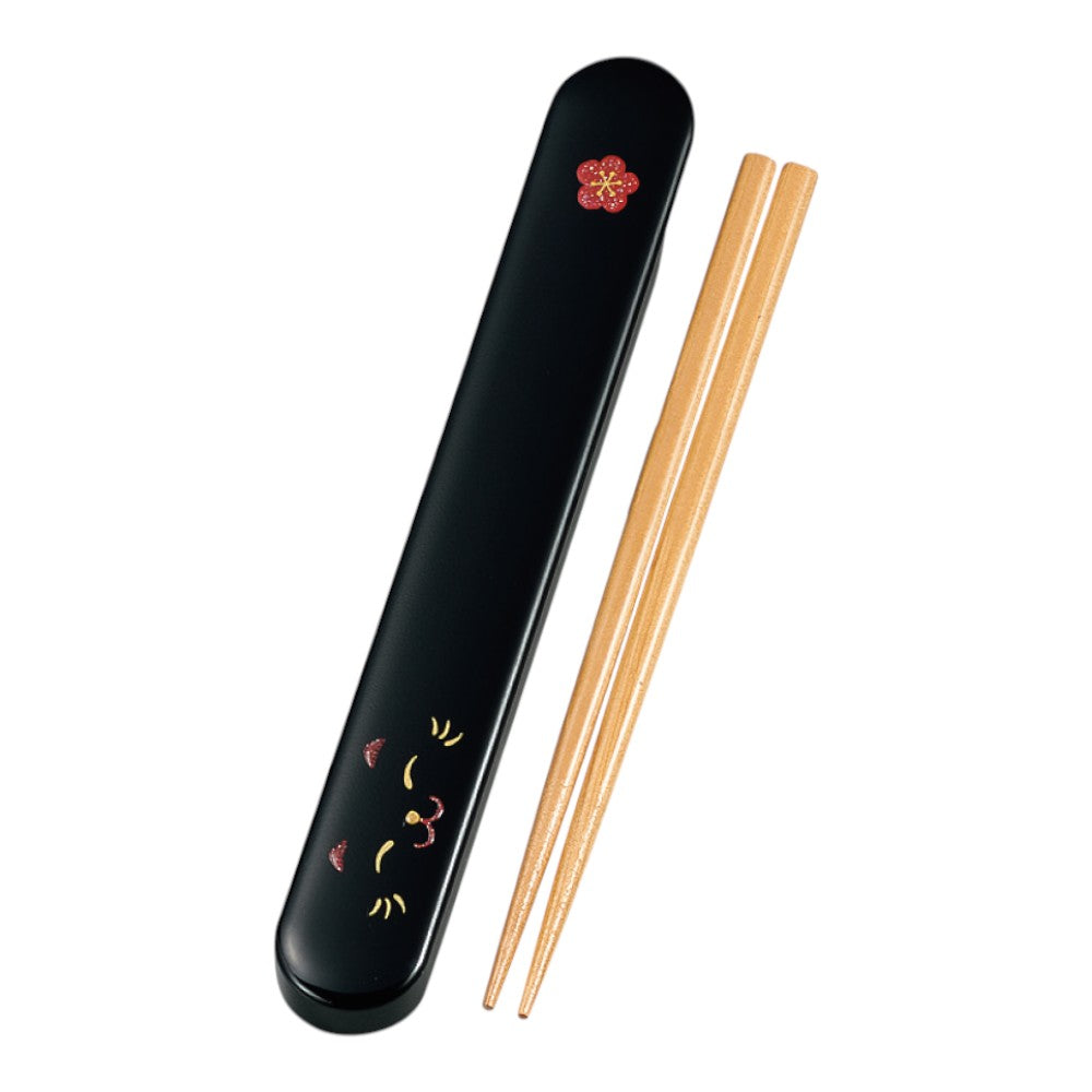 Tatsumiya Slide Chopstick Box Set Black Cat 18.0