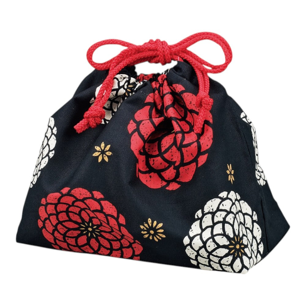 Tatsumiya Hyakka Drawstring Bag Black