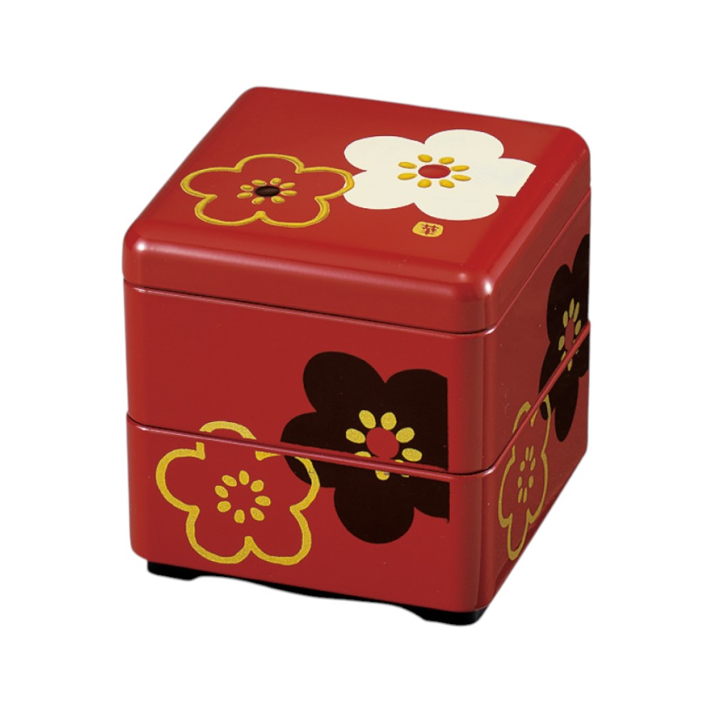 Tatsumiya Mini Jubako Delicacy Square Red Plum Pattern