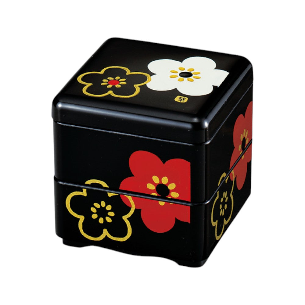 Tatsumiya Mini Jubako Delicacy Square Black Plum Pattern