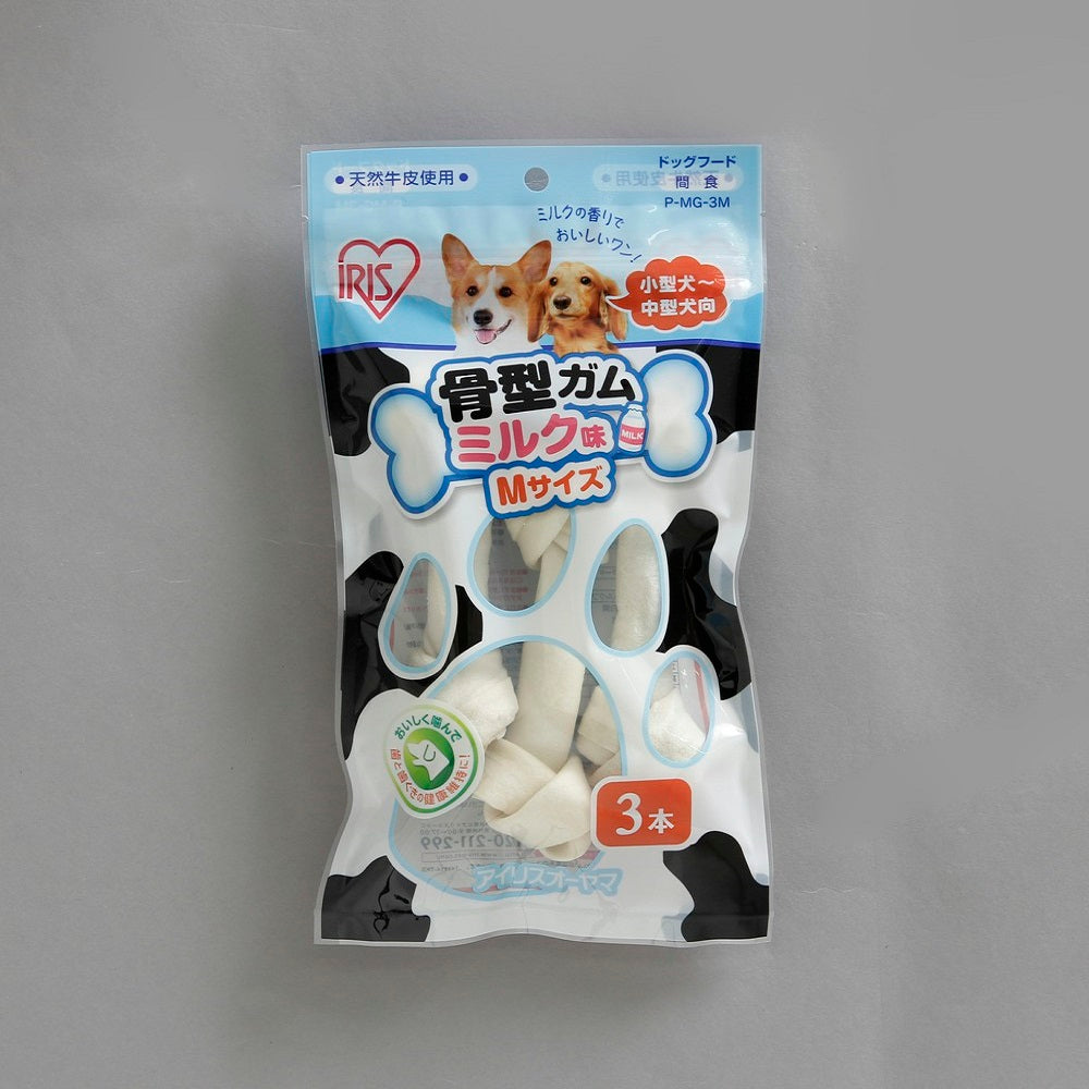 Iris Ohyama Bone-Shaped Gum Milk Flavor M 3 Sticks