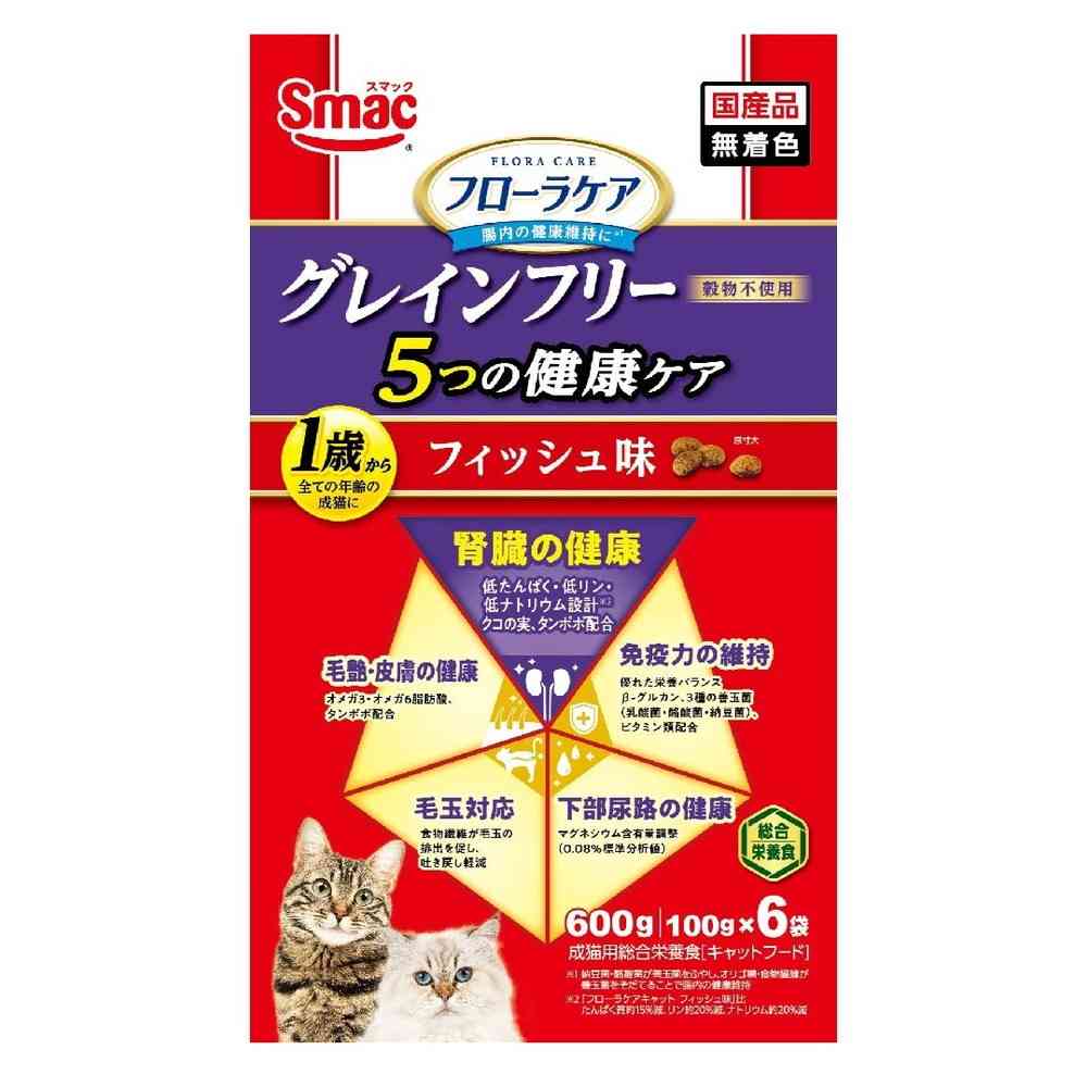 Smack Flora Care Cat Grain-Free 5 Health Care Kidney Health Fish Flavor 600g (100g x 6 Bags)