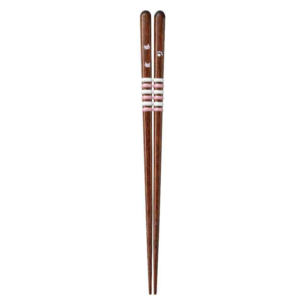 Ishida Dishwasher Safe Chopsticks Twirling Cat 21cm 1 Pair