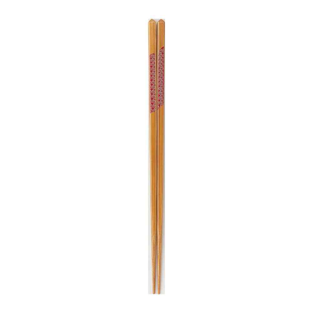 Ishida Chopsticks Hosotake Seigaiha Red 22.5cm 1 Pair