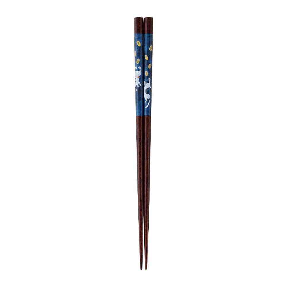 Ishida Chopsticks Cat with Gold Coins 23cm 1 Pair