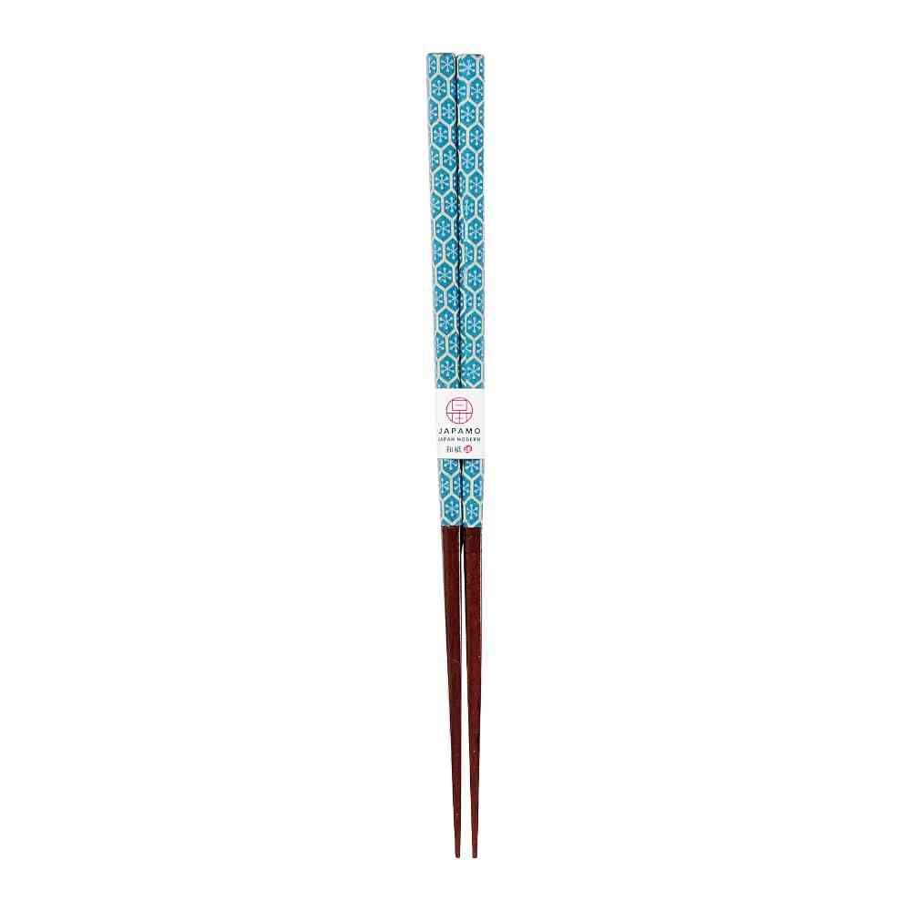 Ishida Chopsticks Japanese Modern Snowflake Blue 23cm in PET Case