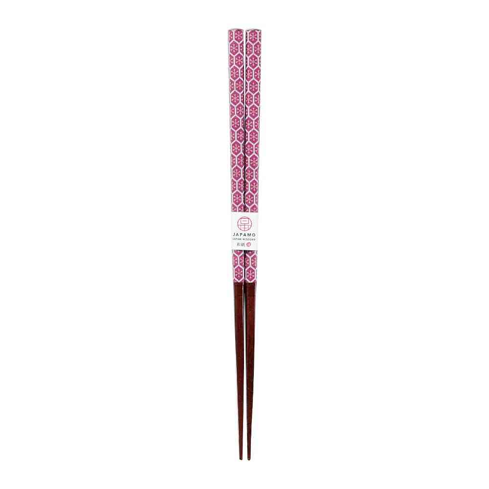 Ishida Chopsticks Japanese Modern Snowflake Red 23cm in PET Case