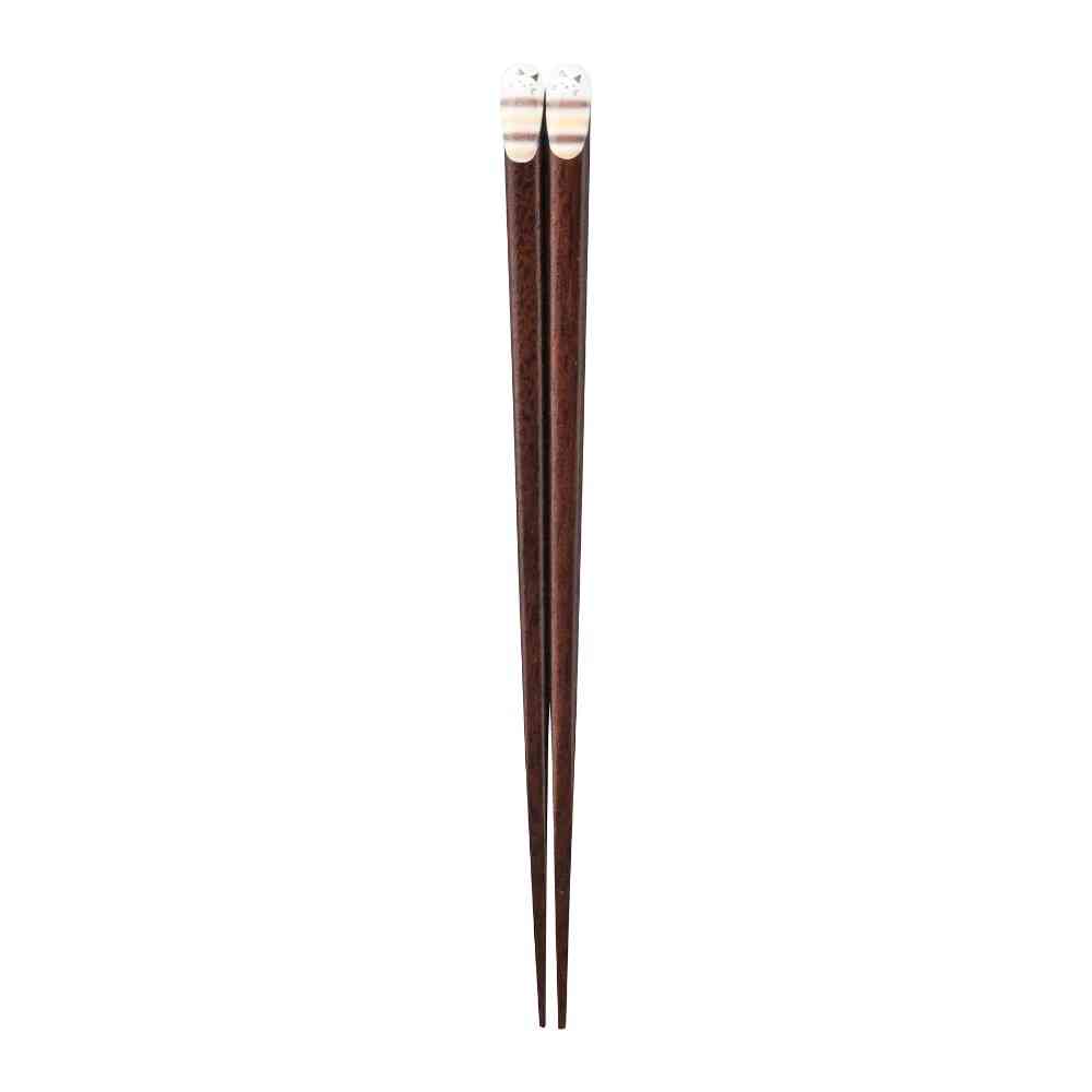 Ishida Kids Chopsticks Honobono Cat Border 1 Pair