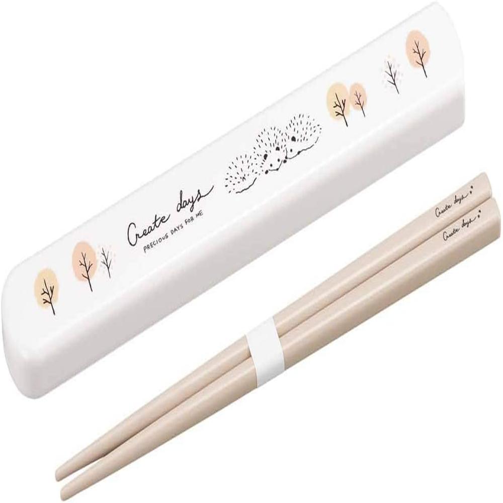OSK Hedgehog Slide Lid Chopstick Case Set White