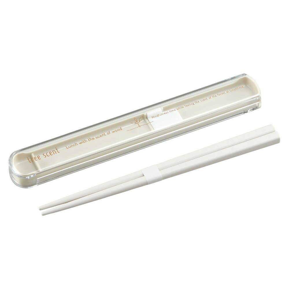 OSK Hinoki Wood Powder No.2 Pull-Top Chopstick Box Set White