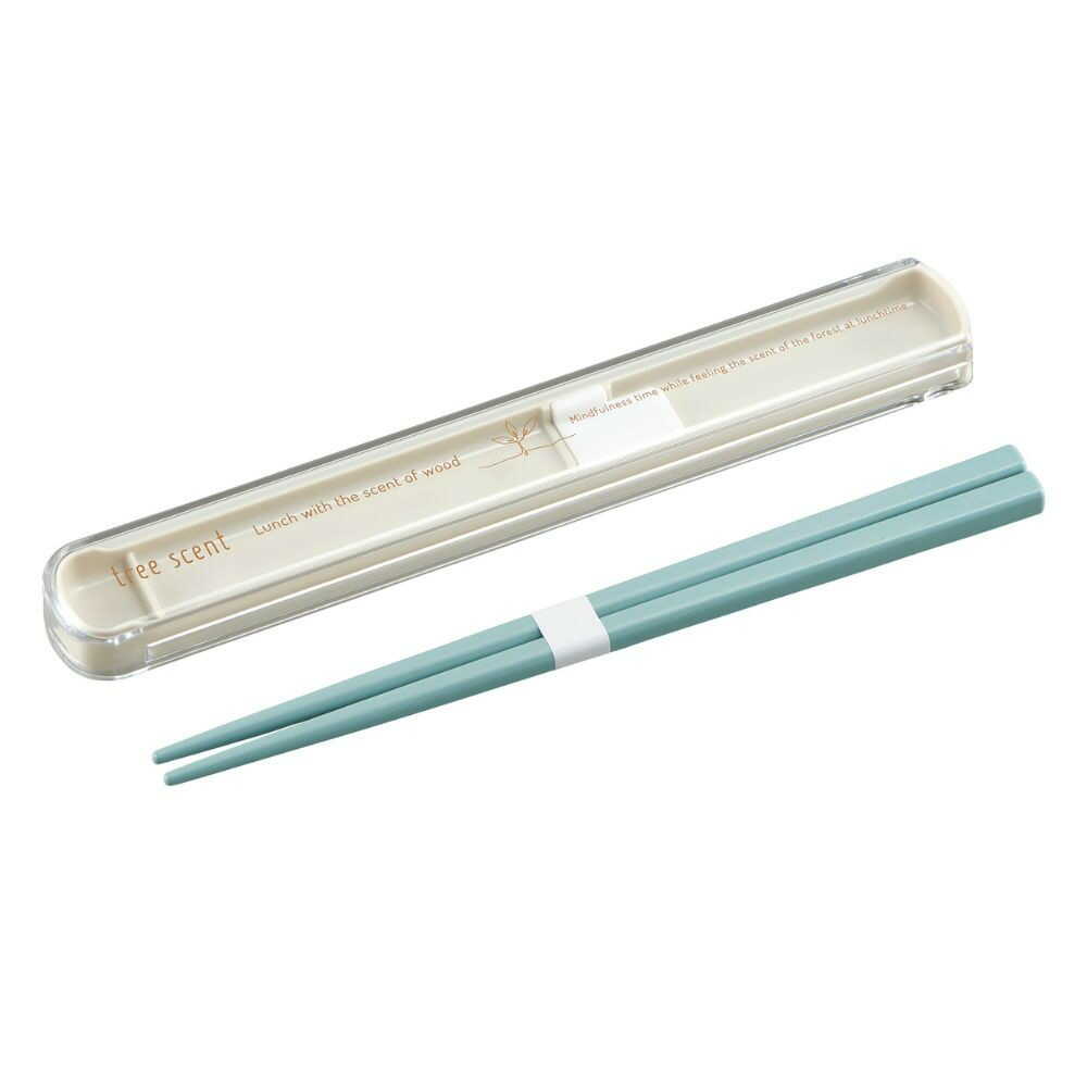 OSK Hinoki Wood Powder No.2 Pull-Top Chopstick Box Set Blue