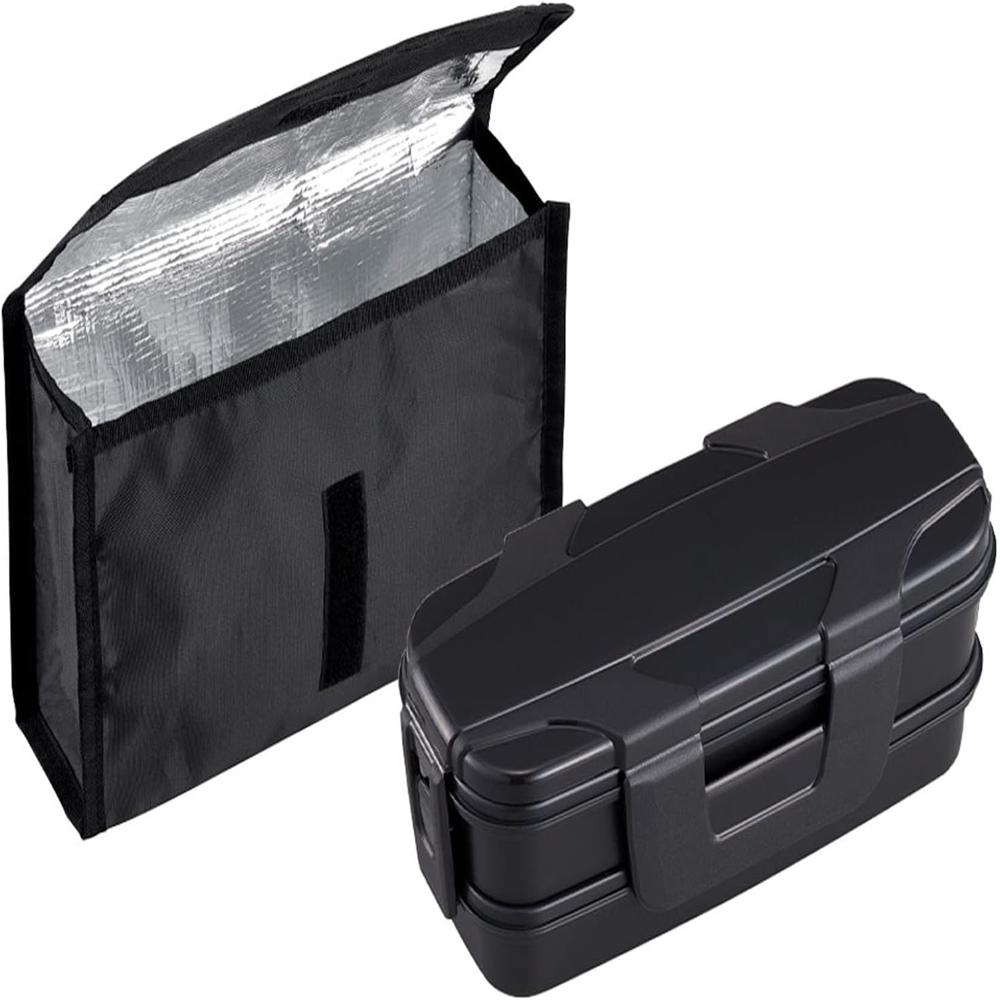 OSK Two-Tier Lunch Box with Insulated Bag Black