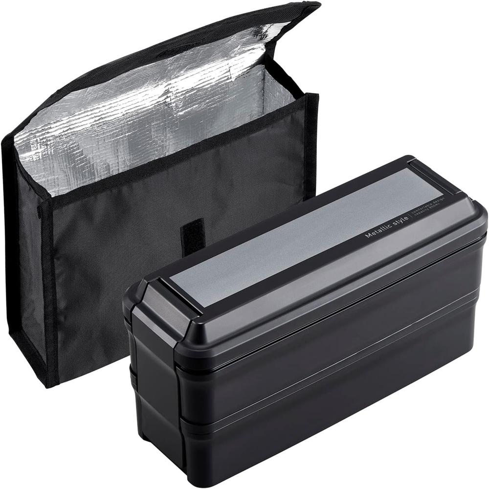 OSK Two-Tier Lunch Box with Insulated Case Black