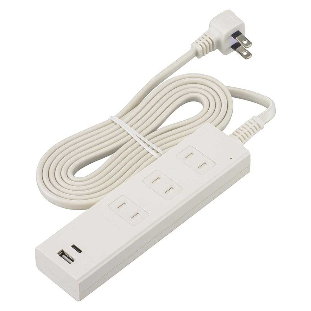 Ohm Electric 3 Outlets Tap with Lightning Guard and PD-Compatible Type C/A Ports HS-TKU32PD23-W