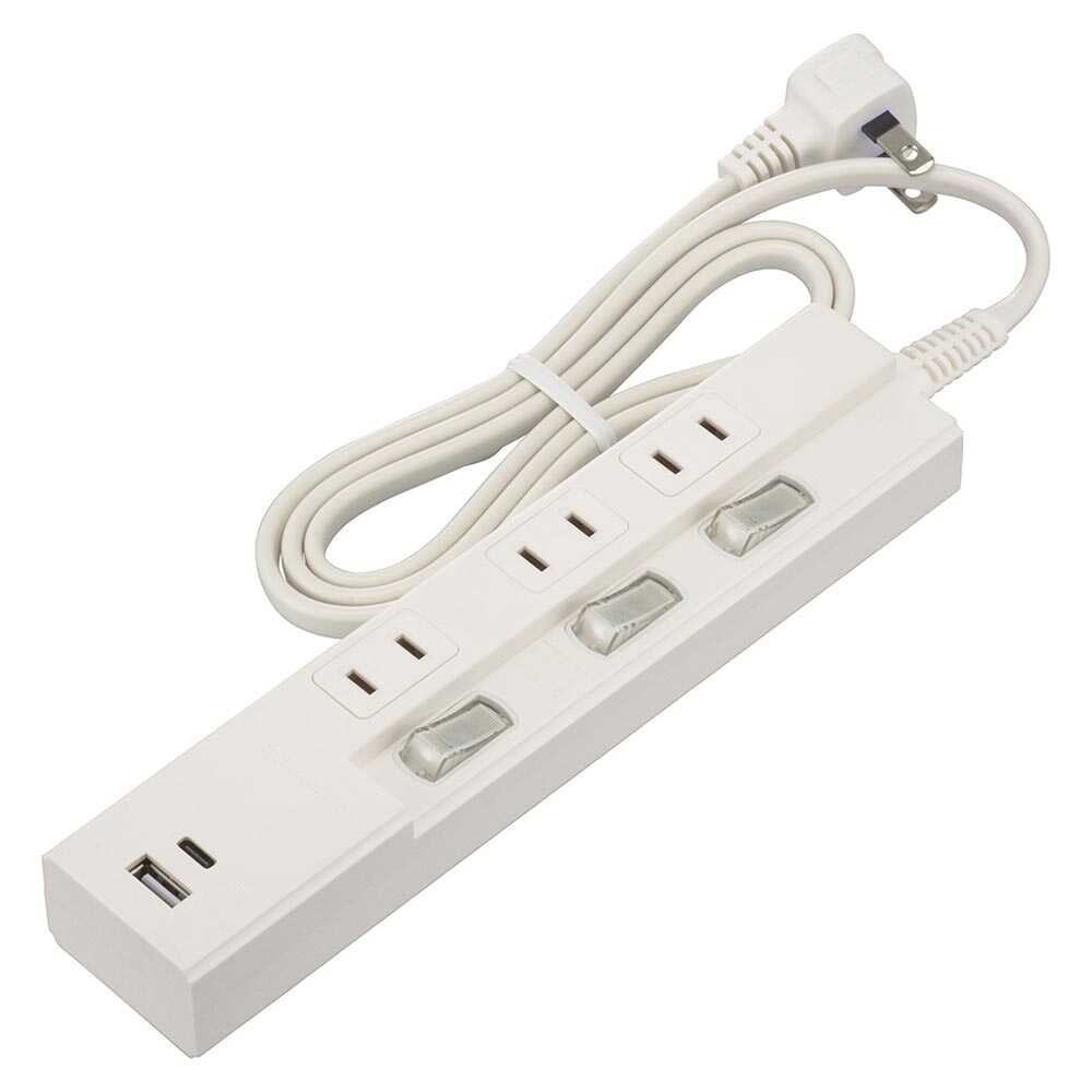 Ohm Electric 3 Outlets Power Saving Tap with PD-Compatible Type C/A Ports HS-TPU31PD23-W