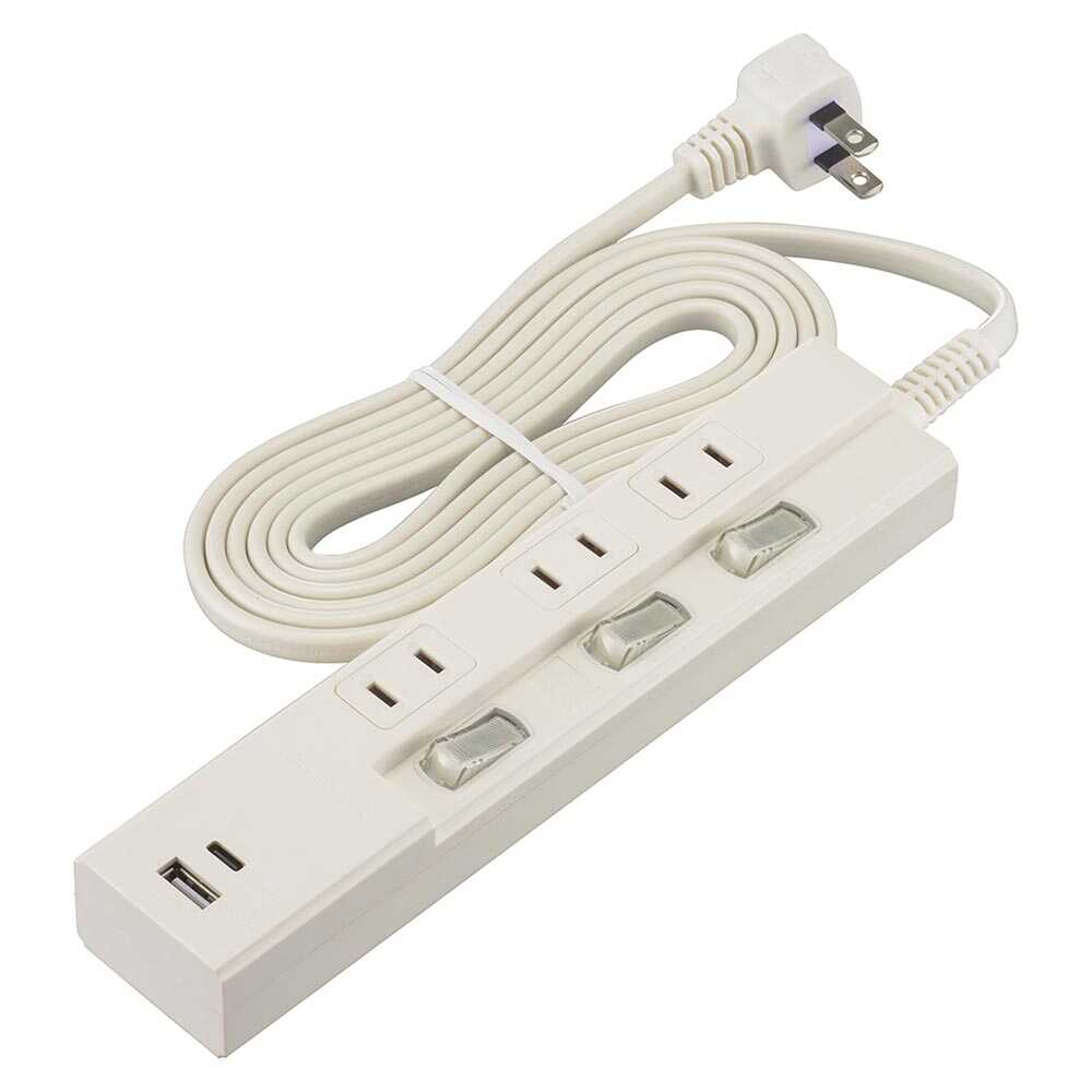 Ohm Electric 3 Outlets Power Saving Tap with PD-Compatible Type C/A Ports HS-TPU32PD23-W