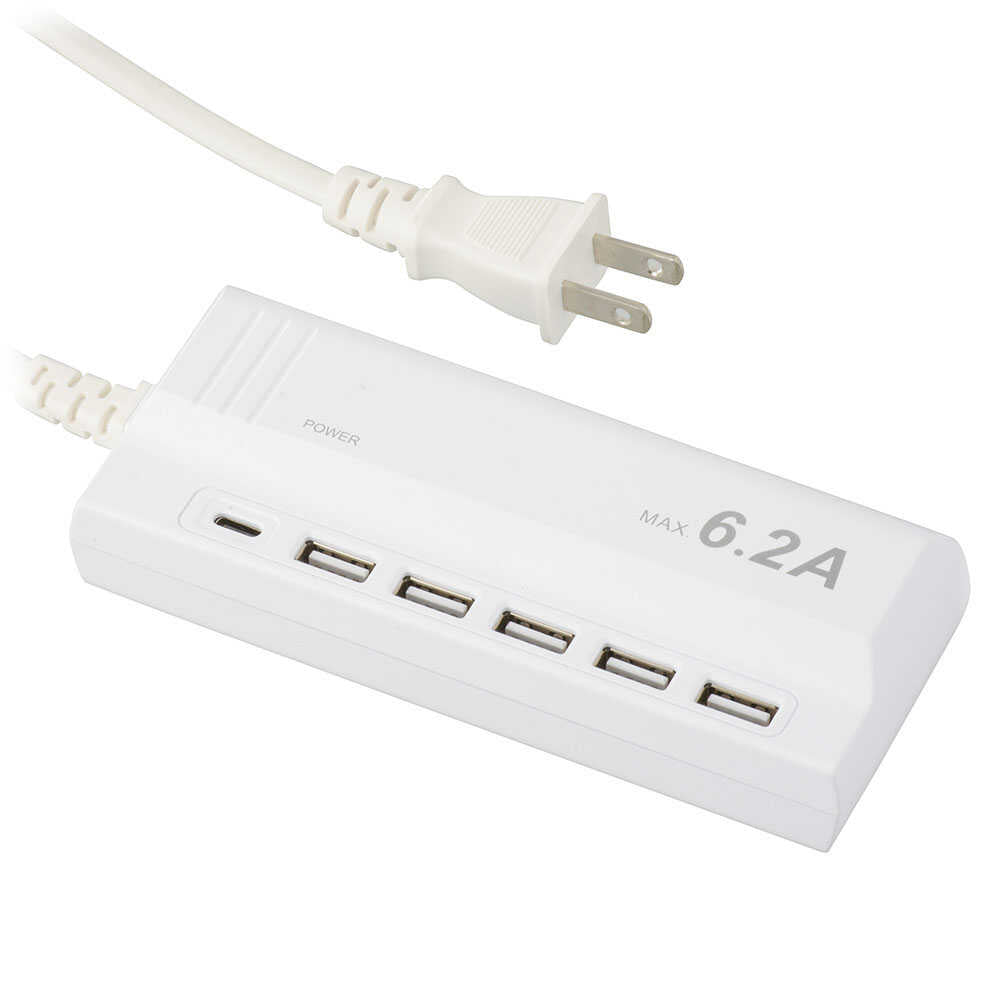 Ohm Electric USB_AC Charger Type A x5 + Type C 1.5m
