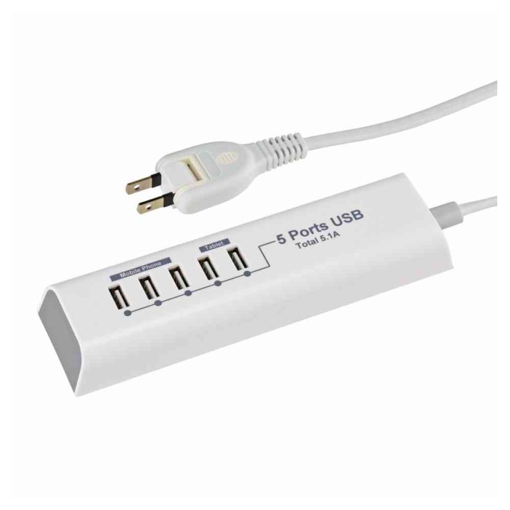 Ohm Electric USB Charging Port USB 5 Ports 1.5m SMP-U55D3-W