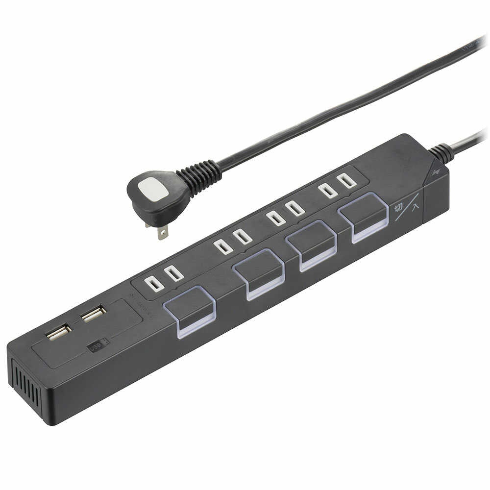 Ohm Electric Energy Saving Tap Lightning Guard 4 Outlets with USB Ports HS-TPKU42K-22