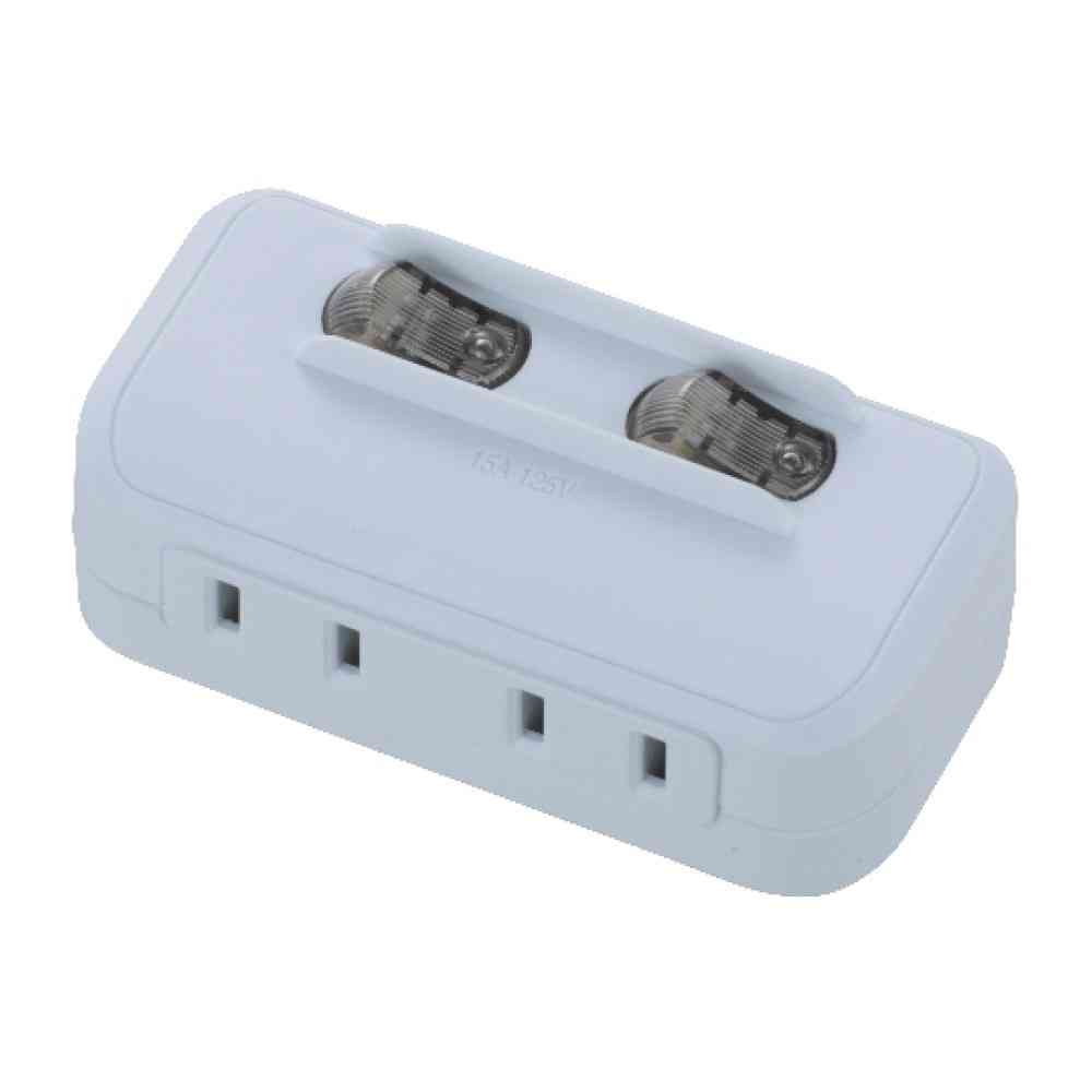 Ohm Electric LED Individual Switch Energy Saving Tap 2 Outlets HS-A1758W