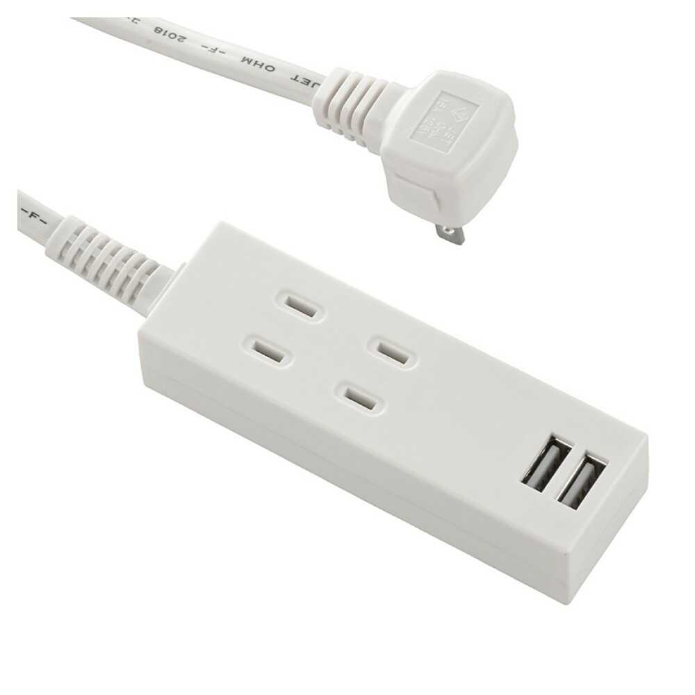 Ohm Electric Safety Tap with USB Port 2 Outlets 1m