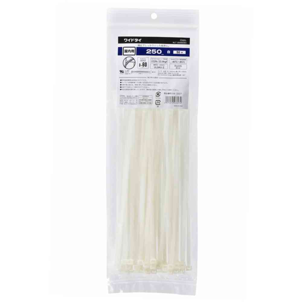 Ohm Electric Wide Tie Indoor Use 250mm White 04-3327 (50 pcs)