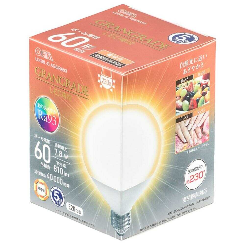 Ohm Electric LED Bulb Ball Shape E26 Equivalent to 60W