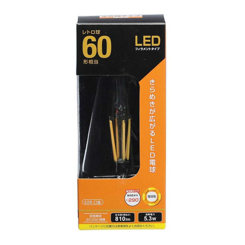 Ohm Electric LED Filament Type Retro Bulb E26 Equivalent to 60W