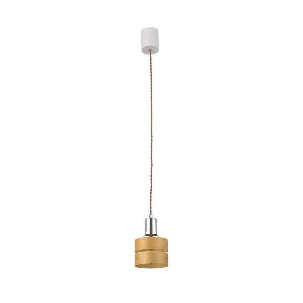 Ohm Electric Pendant Light with Wooden Shade - Natural